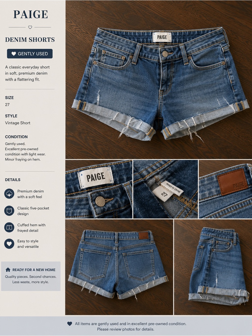 PAIGE Blue Denim Jean Shorts